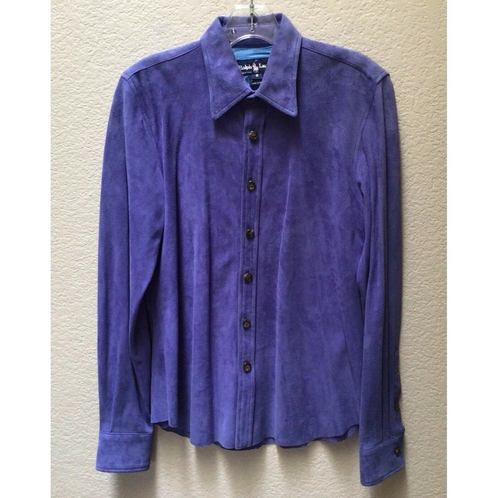 Ralph Lauren Women's 100% Suede Leather Shirt Jacket Purple Size 8 Shacket